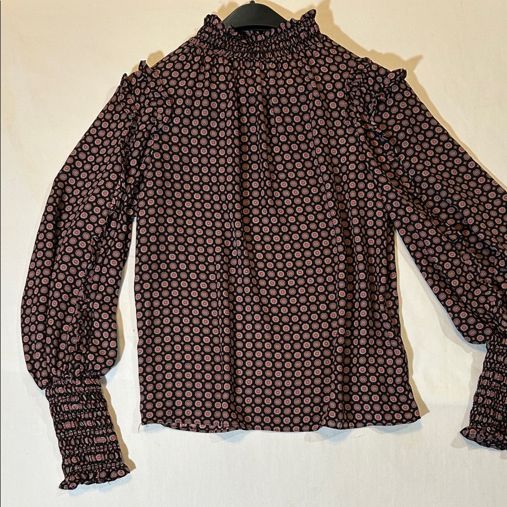 Max Studio Black and Pink Geometric Blouse